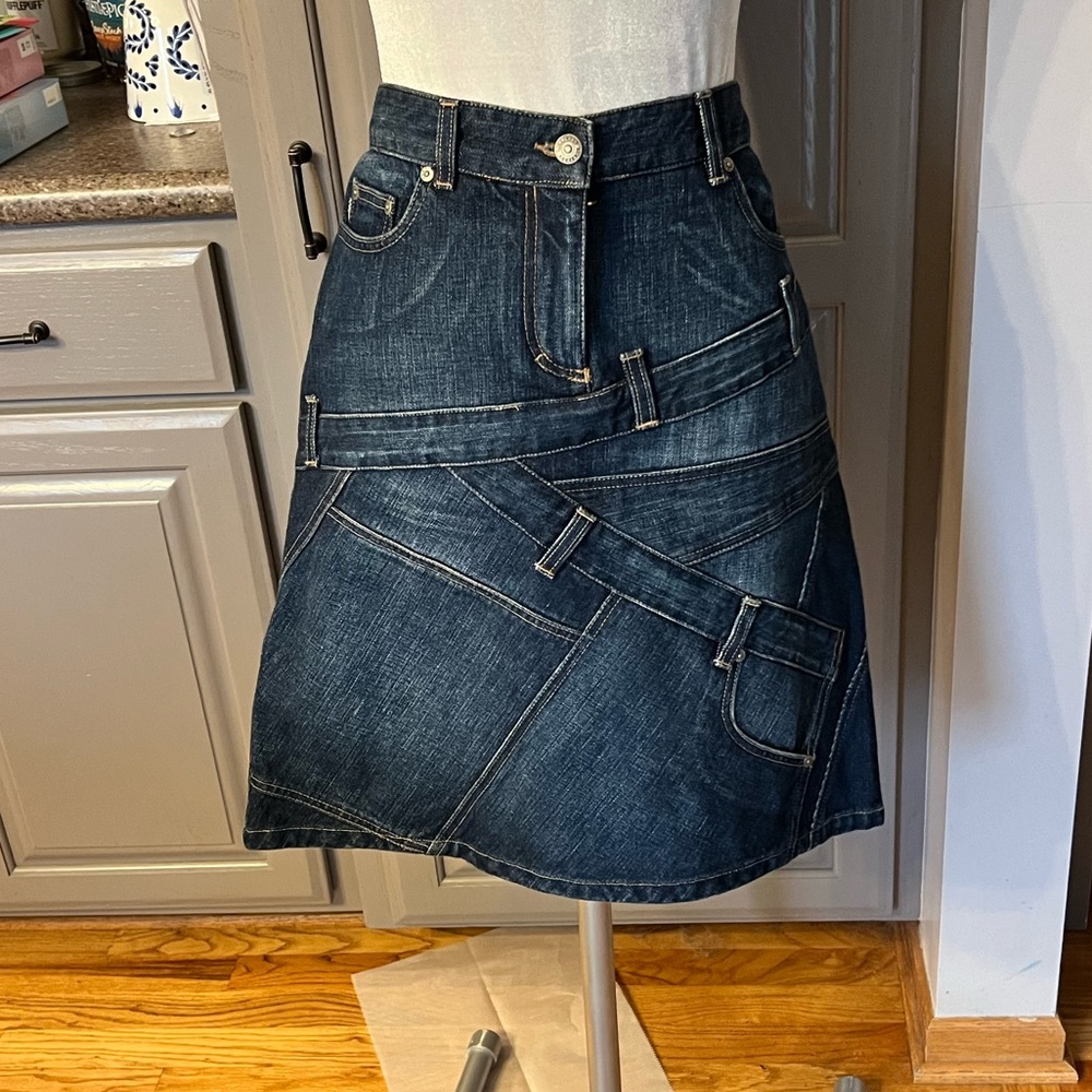 Burberry Dark Indigo Denim A-Line Skirt